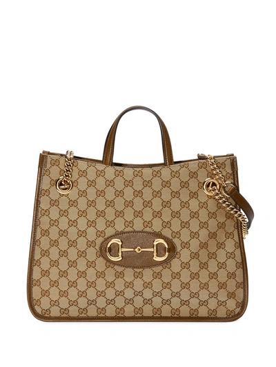 Shop Gucci Horsebit Shopping Bag In Brown