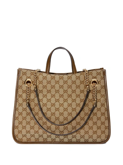 Shop Gucci Horsebit Shopping Bag In Brown