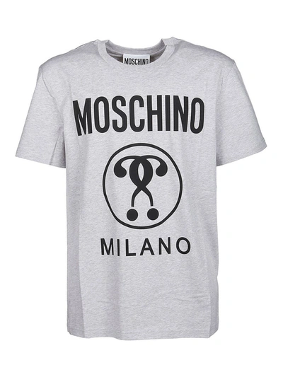 Shop Moschino Cotton Crewneck T-shirt With Logo In Grey