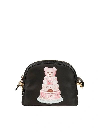 Shop Moschino Cake Teddy Bear Crossbody Bag In Black