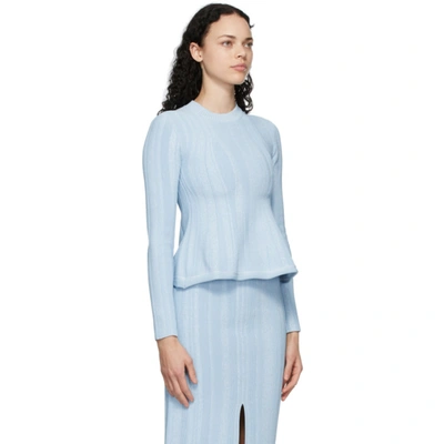 Shop Proenza Schouler Blue Ottoman Peplum Sweater In Chambray/wh