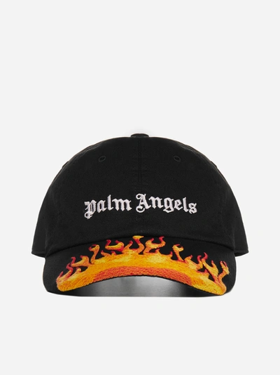 Shop Palm Angels Cappello Da Baseball Burning Logo In Cotone