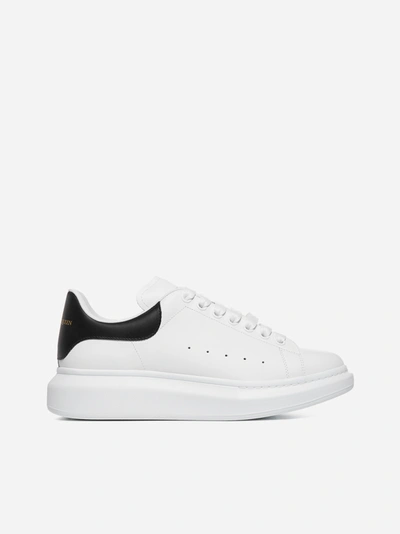 Shop Alexander Mcqueen Oversize Leather Sneakers In White - Black