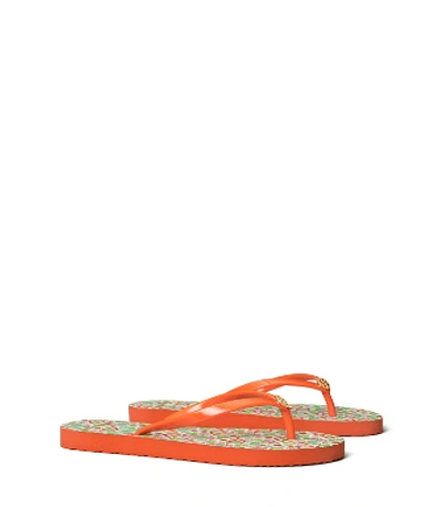 Shop Tory Burch Printed Thin Flip-flop In Poppy Red/legacy Paisley