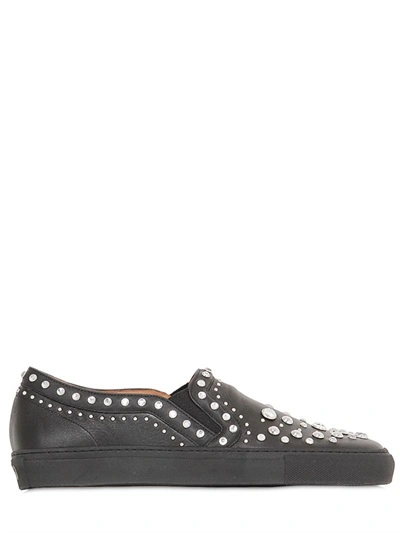Shop Givenchy Skate Studded Leather Slip-on Sneakers, Black