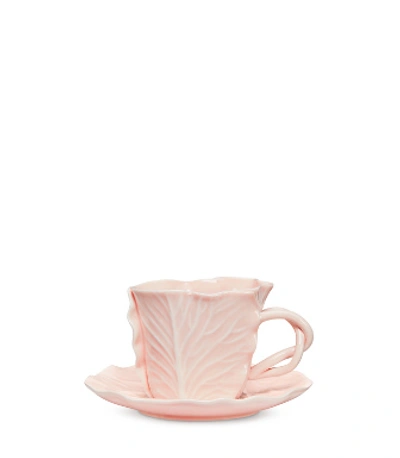 Shop Tory Burch Lettuce Ware Cup & Saucer, Set Of 2 In Pale Pink