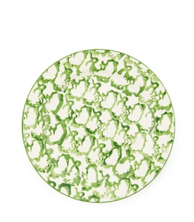 Shop Tory Burch Spongeware Dinner Plate, Set Of 2 In Green/smoke Ring