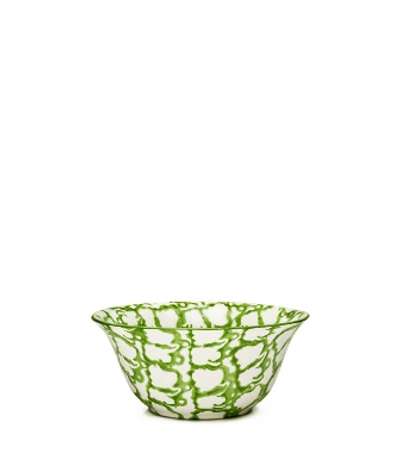 Shop Tory Burch Spongeware Small Bowl, Set Of 4 In Green/smoke
