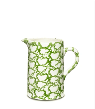 Shop Tory Burch Spongeware Pitcher In Green/smoke