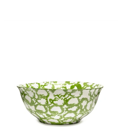 Shop Tory Burch Spongeware Serving Bowl In Green/smoke