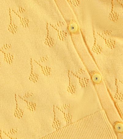 Shop Bonpoint Logo Cotton Cardigan In Yellow