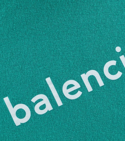 Shop Balenciaga Logo Cotton Jersey T-shirt In Green