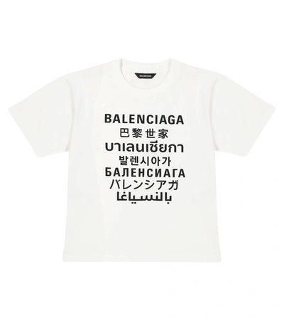 Shop Balenciaga Logo Cotton-jersey T-shirt In White
