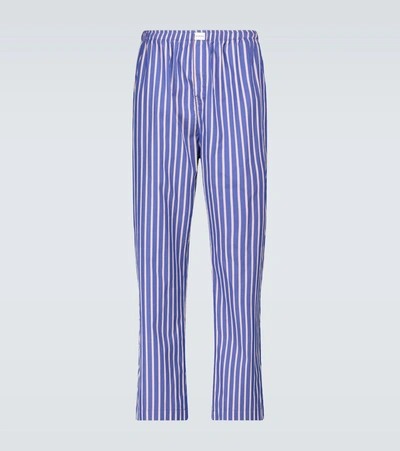 Shop Balenciaga Striped Pajama Pants In Blue