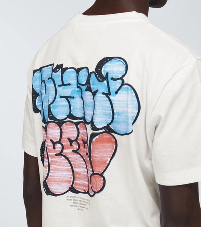 Off-white Graffiti-print Short-sleeved T-shirt In Blau