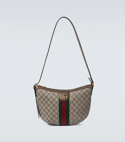 Shop Gucci Ophidia Gg Shoulder Bag In Beige