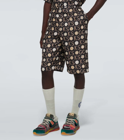 Shop Gucci Ken Scott X  Silk Shorts In Multicoloured