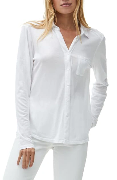 Shop Michael Stars Harley Long Sleeve Ultra Jersey Shirt In White