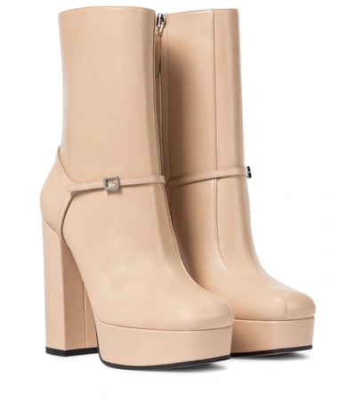 Shop Gucci Leather Platform Ankle Boots In Pink