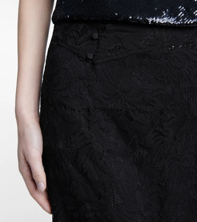 Shop Paco Rabanne Floral Lace Midi Skirt In Black