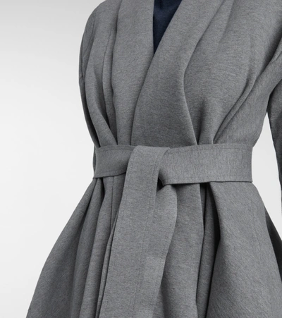 Shop Norma Kamali Stretch-cotton Coat In Grey