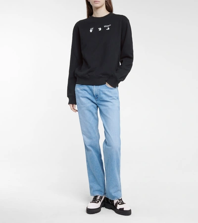 Shop Off-white Logo Cotton Sweatshirt In Black