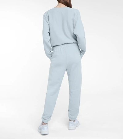 Les Tien Womens Dusty Blue Tapered High-rise Cotton-jersey Jogging Bottoms S In Blue