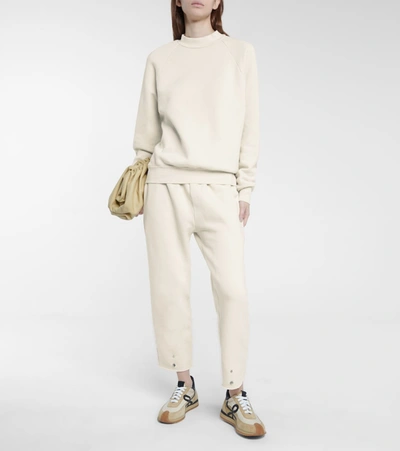 Shop Les Tien Cotton Fleece Sweatpants In White