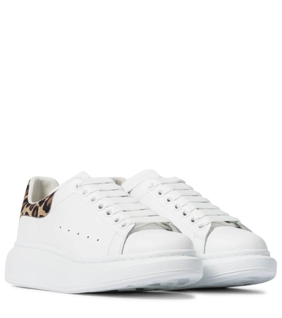 Shop Alexander Mcqueen Leather Sneakers In White