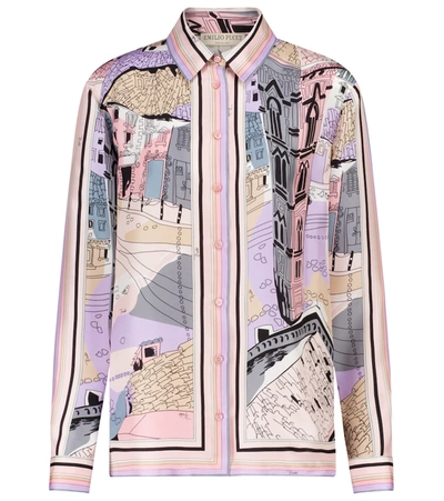 Shop Emilio Pucci Printed Silk Twill Shirt In Pink