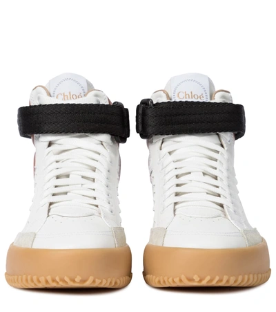 Shop Chloé Franckie Leather Sneakers In White