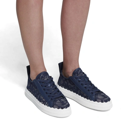 Chloé Lauren Lace Sneakers In Blue
