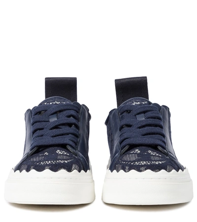 Chloé Lauren Lace Sneakers In Blue