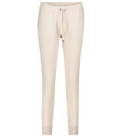 Shop Brunello Cucinelli Embellished Cashmere Sweatpants In Beige