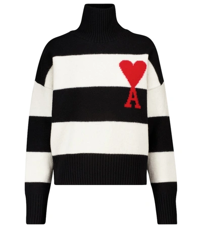 Shop Ami Alexandre Mattiussi Ami De Caur Wool Turtleneck Sweater In Black