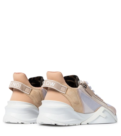 Shop Fendi Flow Suede And Nylon Sneakers In Pink