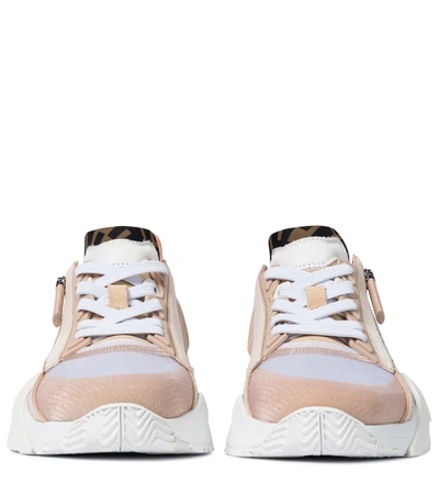 Shop Fendi Flow Suede And Nylon Sneakers In Pink