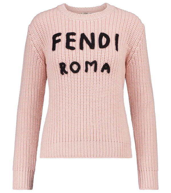 Fendi Logo Ribbed-knit Wool Sweater In 