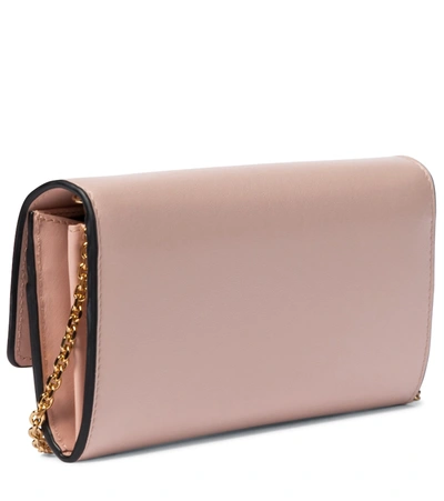 Shop Fendi Leather Clutch In Pink