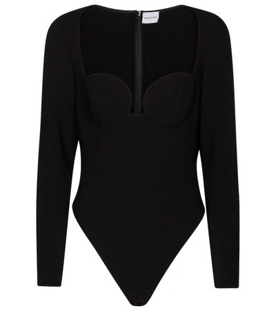 Shop Magda Butrym Bustier Stretch-wool Bodysuit In Black