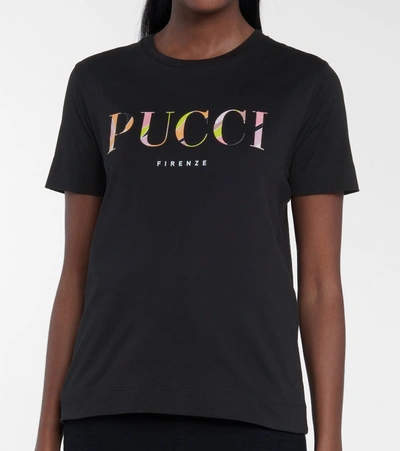 Shop Emilio Pucci Logo Cotton Jersey T-shirt In Black