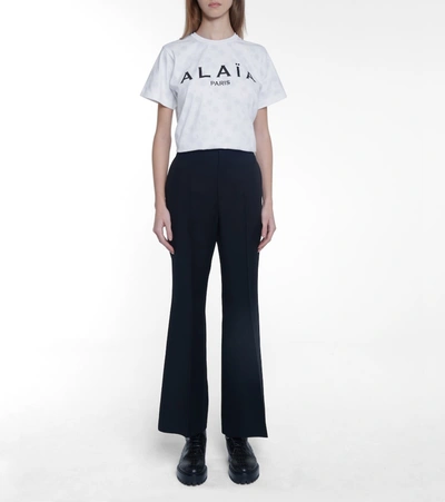 Shop Alaïa Logo Cotton Jersey T-shirt In White