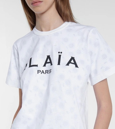 Shop Alaïa Logo Cotton Jersey T-shirt In White