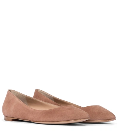 Shop Gianvito Rossi Suede Ballet Flats In Beige