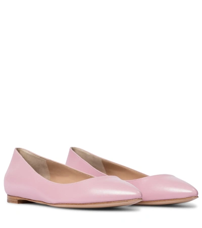 Shop Gianvito Rossi Leather Ballet Flats In Pink