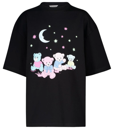 Shop Balenciaga Printed Oversized Cotton T-shirt In Black