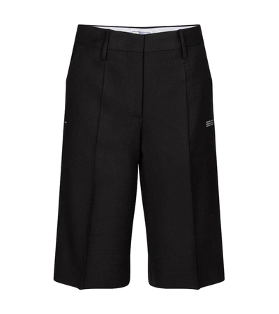 Shop Off-white Mid-rise Wool-blend Shorts In Black