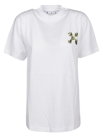 Shop Off-white T-shirt Embr Mini Arrow Casual In White Green