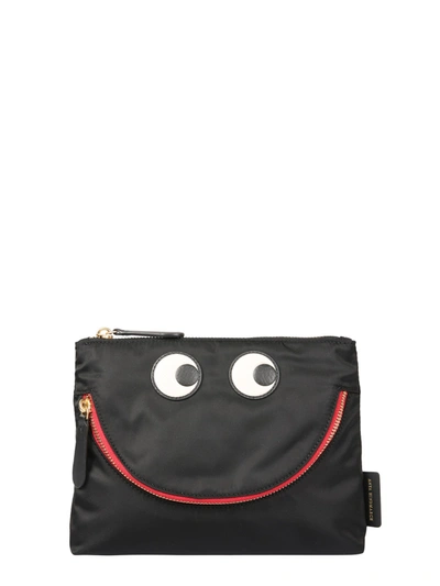 Shop Anya Hindmarch Happy Eyes Pouch In Nero