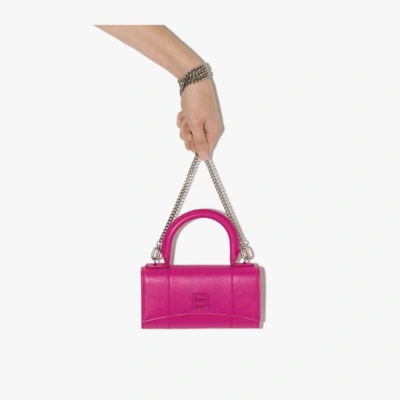 Shop Balenciaga Pink Hourglass Leather Phone Holder Bag